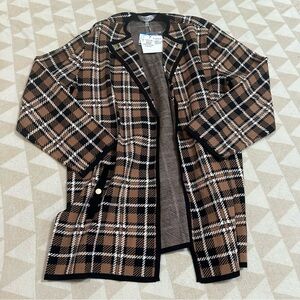 Kasper Women's Plaid Collarless Long-Sleeve Sweater